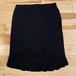 Y2K Black Asymmetrical Ruffle Hem Skirt Fairy Grunge PREMIERE COLLECTION